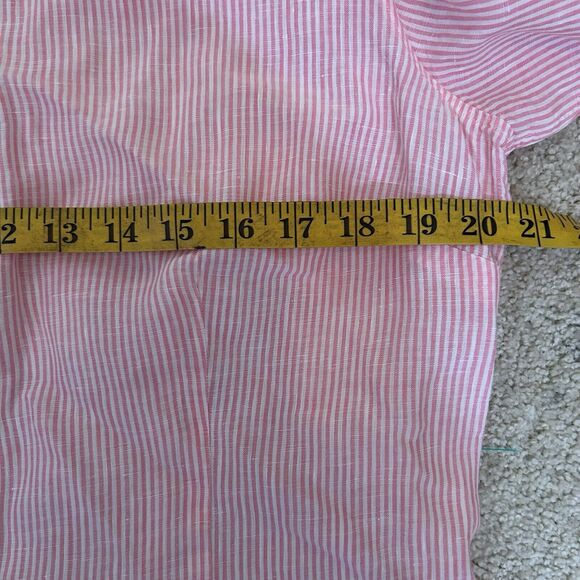 J. McLaughlin 100% Linen Button Shirt Tunic Relaxed Pink Striped Women Size 14 L - Picture 5 of 7